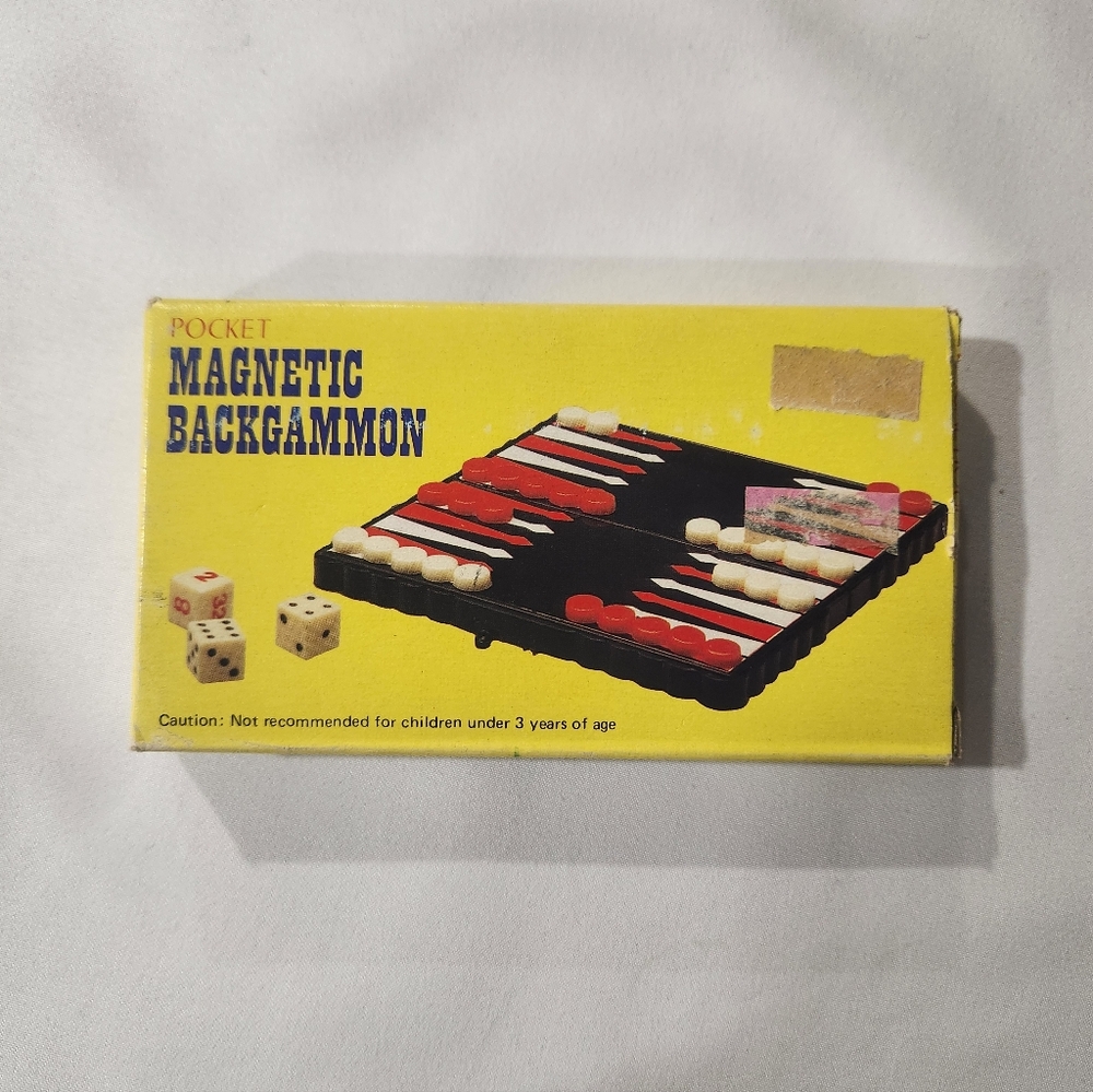 Vintage Pocket Magnetic Travel Hand Held Backgammon Game
